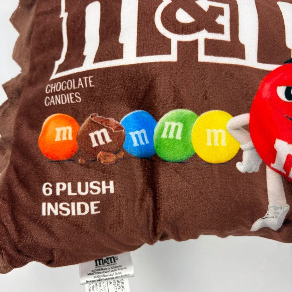 M&M's Milk Chocolate Candy Bag Plush Pillow with 6 Mini Plush Candies Iscream